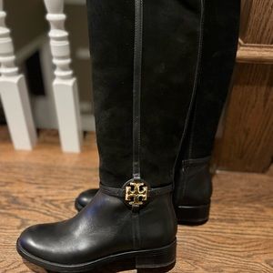 Tory Burch Women's Miller Knee High Riding Boots Black Suede Size 8M